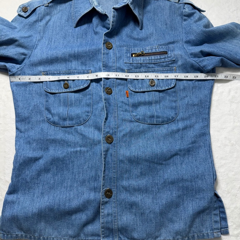 Vintage Levis Orange Tab Denim Mens Long Sleeve Button Up Blue Cotton Size M - Picture 5 of 12